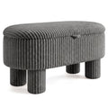 42 Inch Storage Ottoman Bench Corduroy Fabric Upholstered Foot Stool-Gray