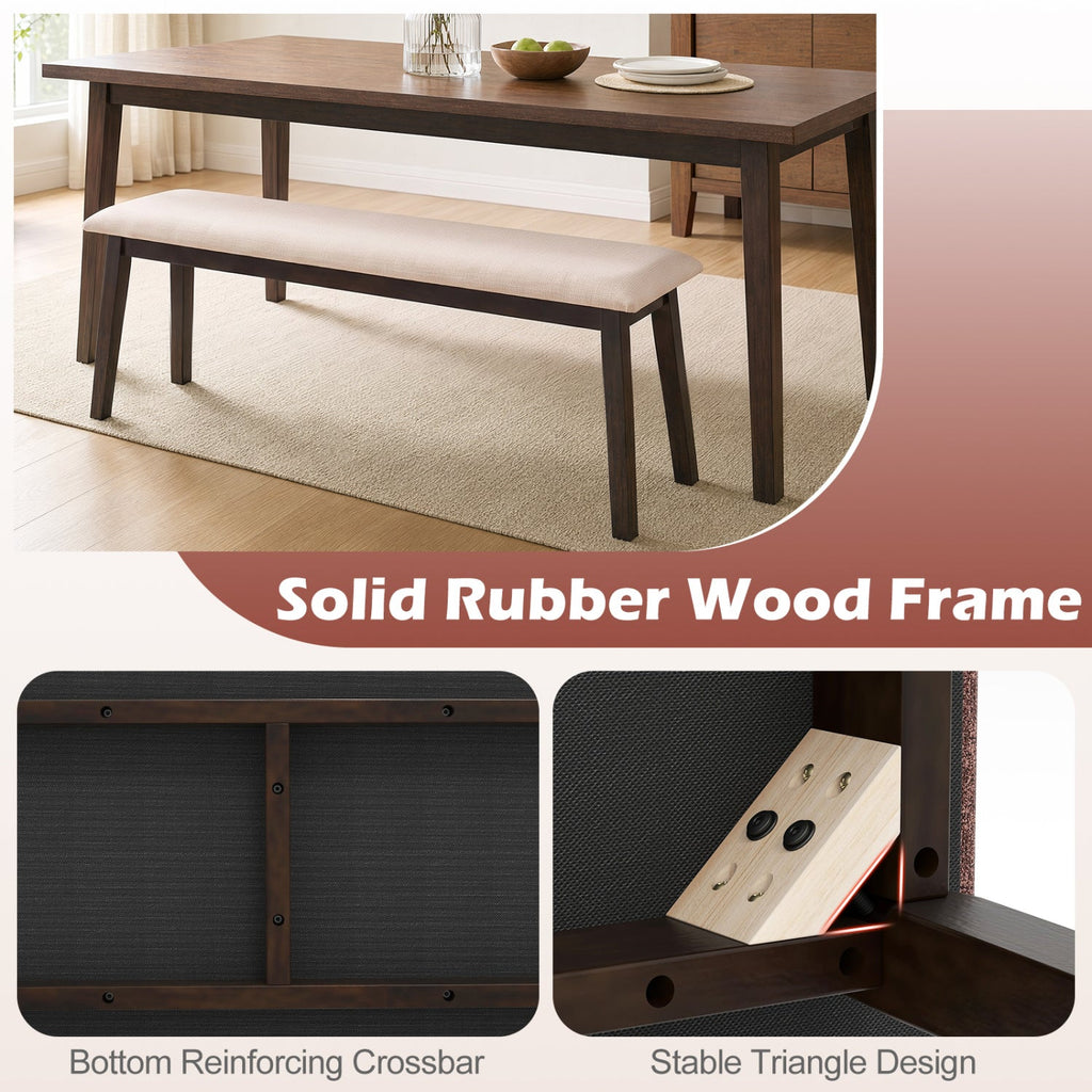 43.5 Inch Upholstered Entryway Bench with Rubber Wood Frame-Beige