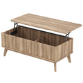 43.5 inches Rectangle Wooden Fluted Lift Top Coffee Table-Walnut