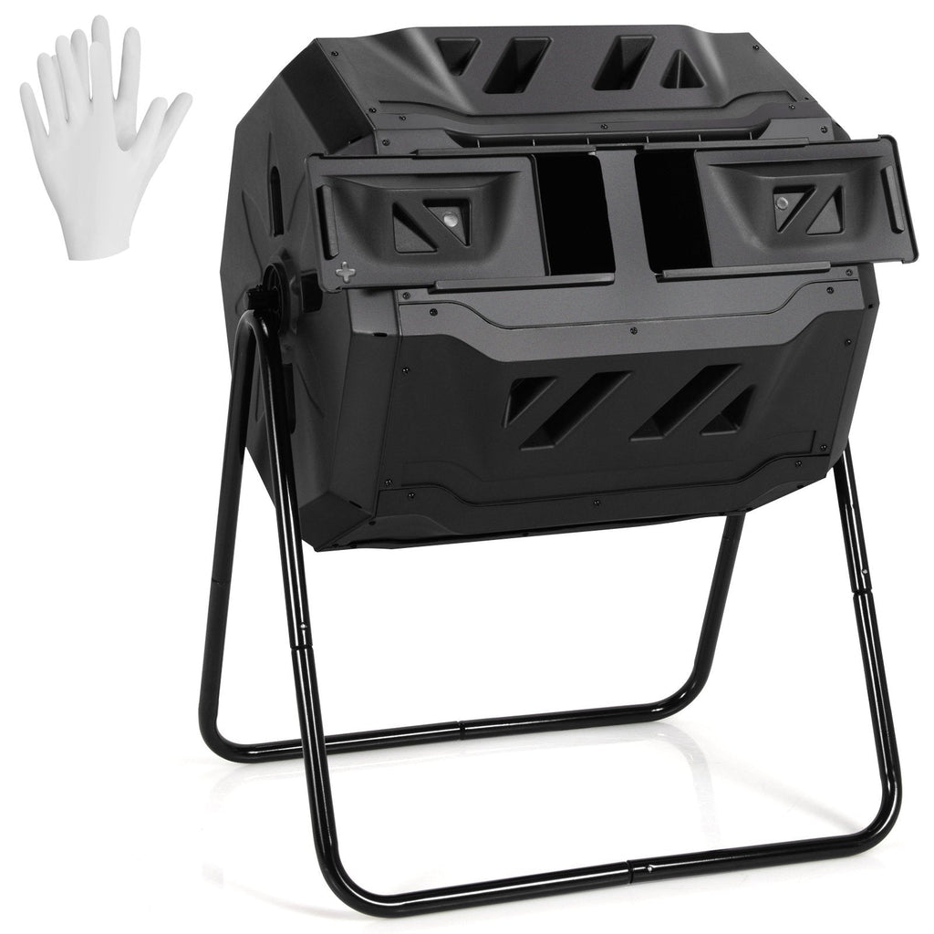 43 Gallon Composting Tumbler Compost Bin with Dual Rotating Chamber