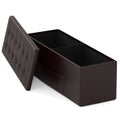 43 Inches Folding Storage Ottoman Bench Foot Rest Stool End of Bed Bench-Brown