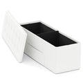 43 Inches Folding Storage Ottoman Bench Foot Rest Stool End of Bed Bench-White