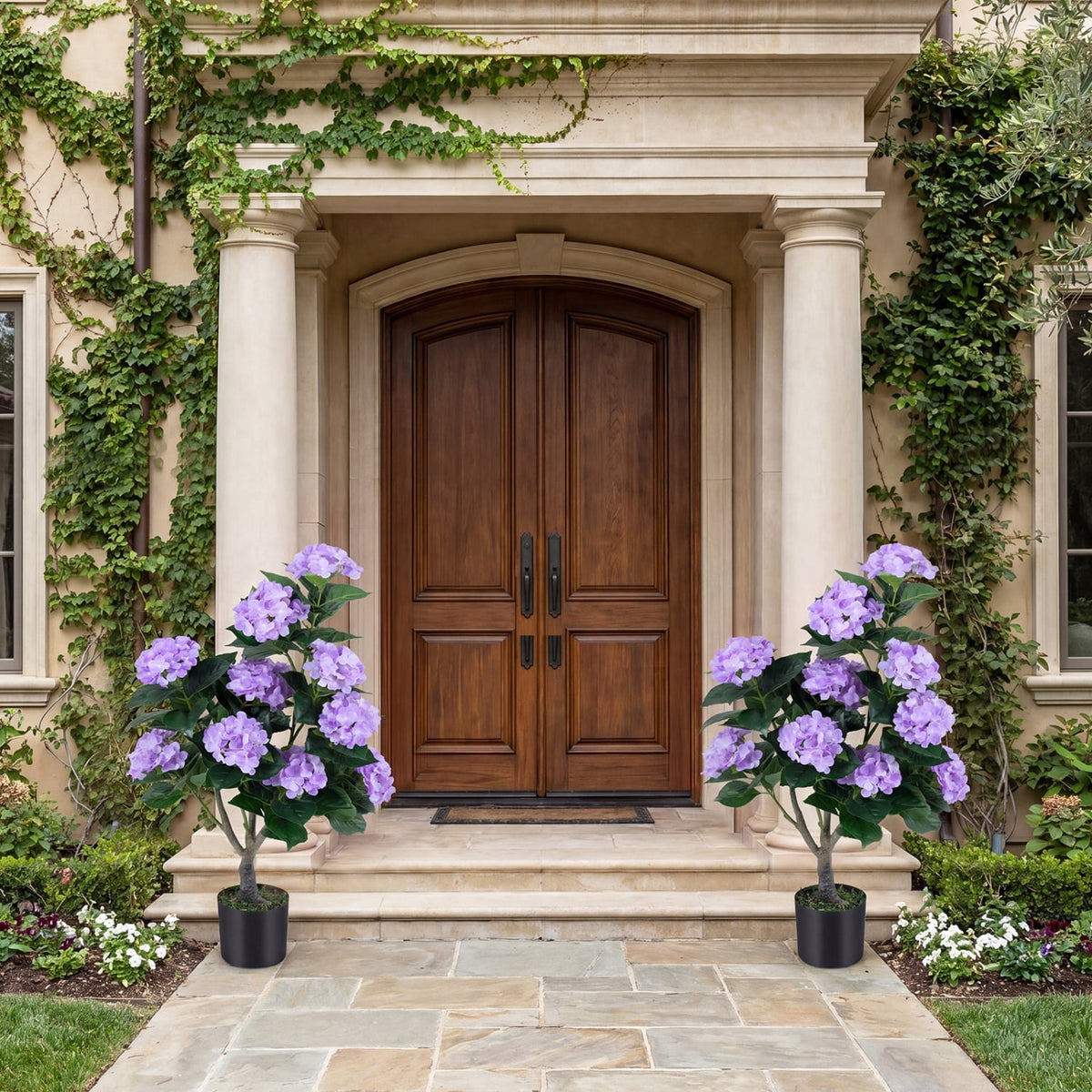 43.5 inches Artificial Hydrangea Tree 2 Pack-Purple