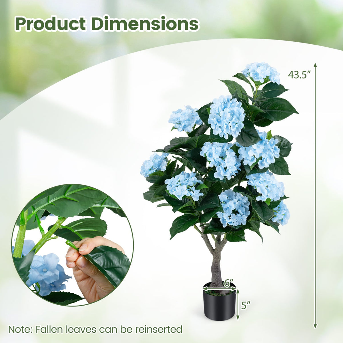 43.5 inches Artificial Hydrangea Tree 2 Pack-Blue