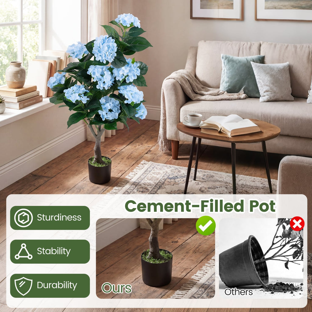 43.5 inches Artificial Hydrangea Tree 2 Pack-Blue
