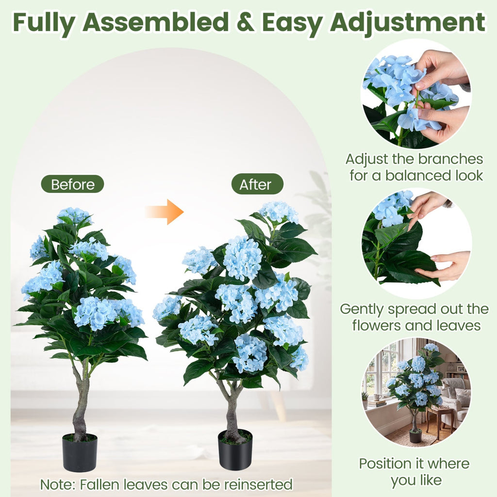 43.5 inches Artificial Hydrangea Tree 2 Pack-Blue