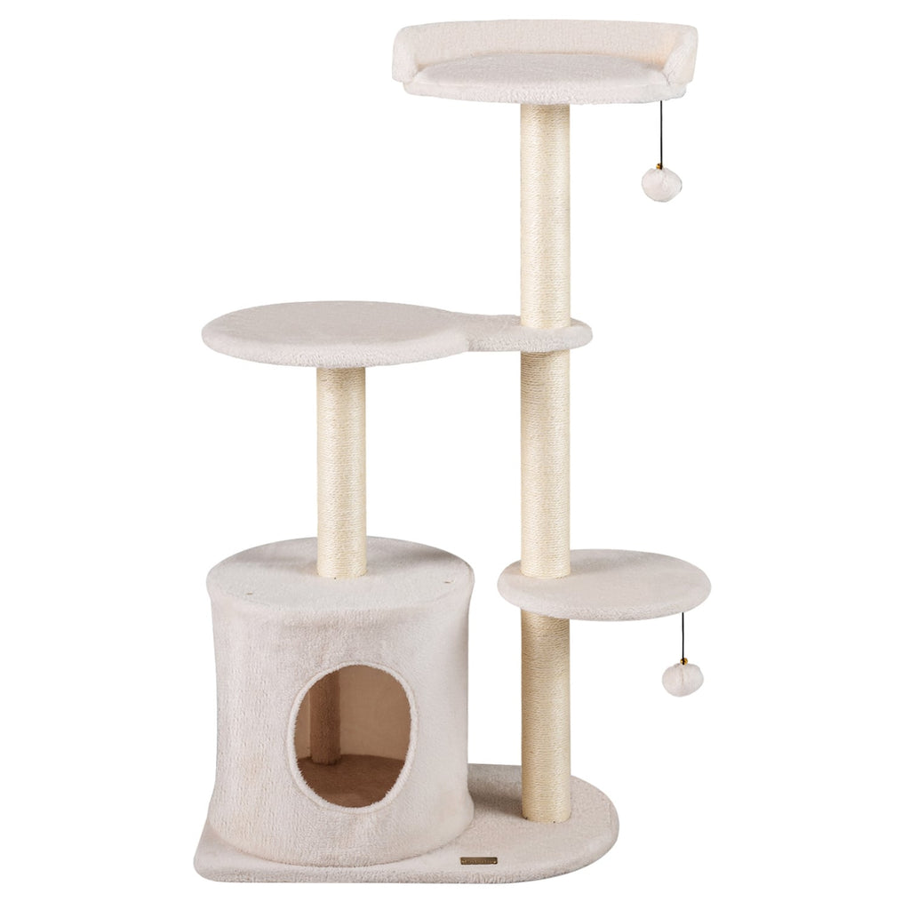 43 Inch Cat Tree with 15 Inch Top Perch, Condo and Fully Wrapped Sisal Posts, Beige