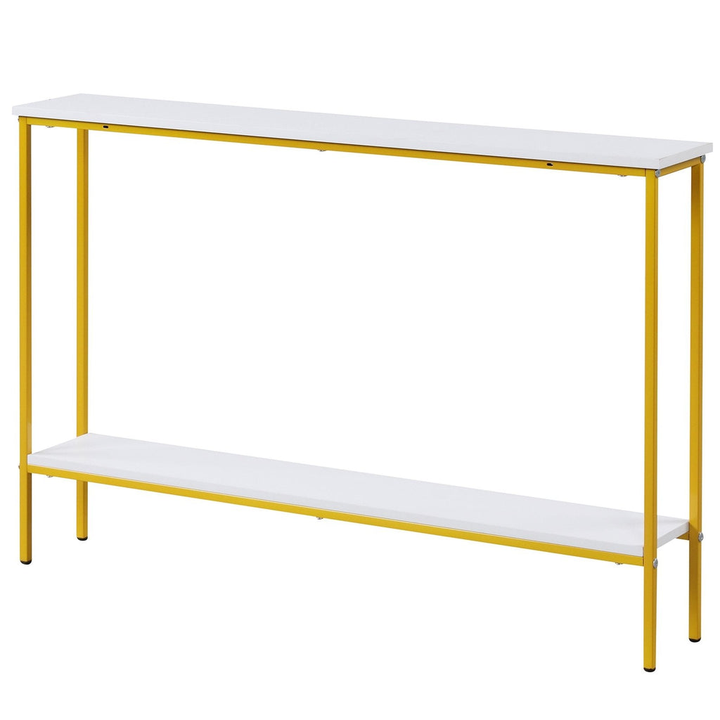 44 Inch Console Table with Shelf with Dual Anti-Tipping Kits-White