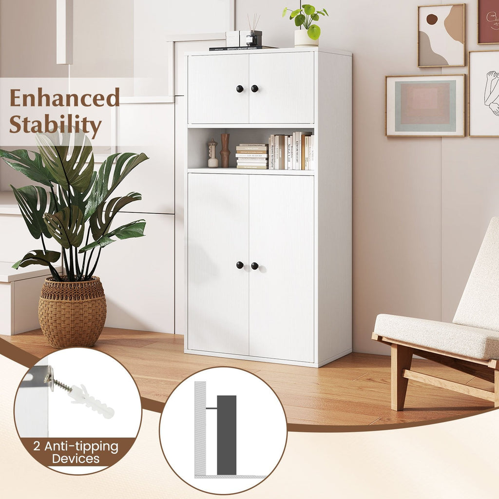 44 Inches Tall Bookshelf with Doors and Adjustable Shelf-1 Piece