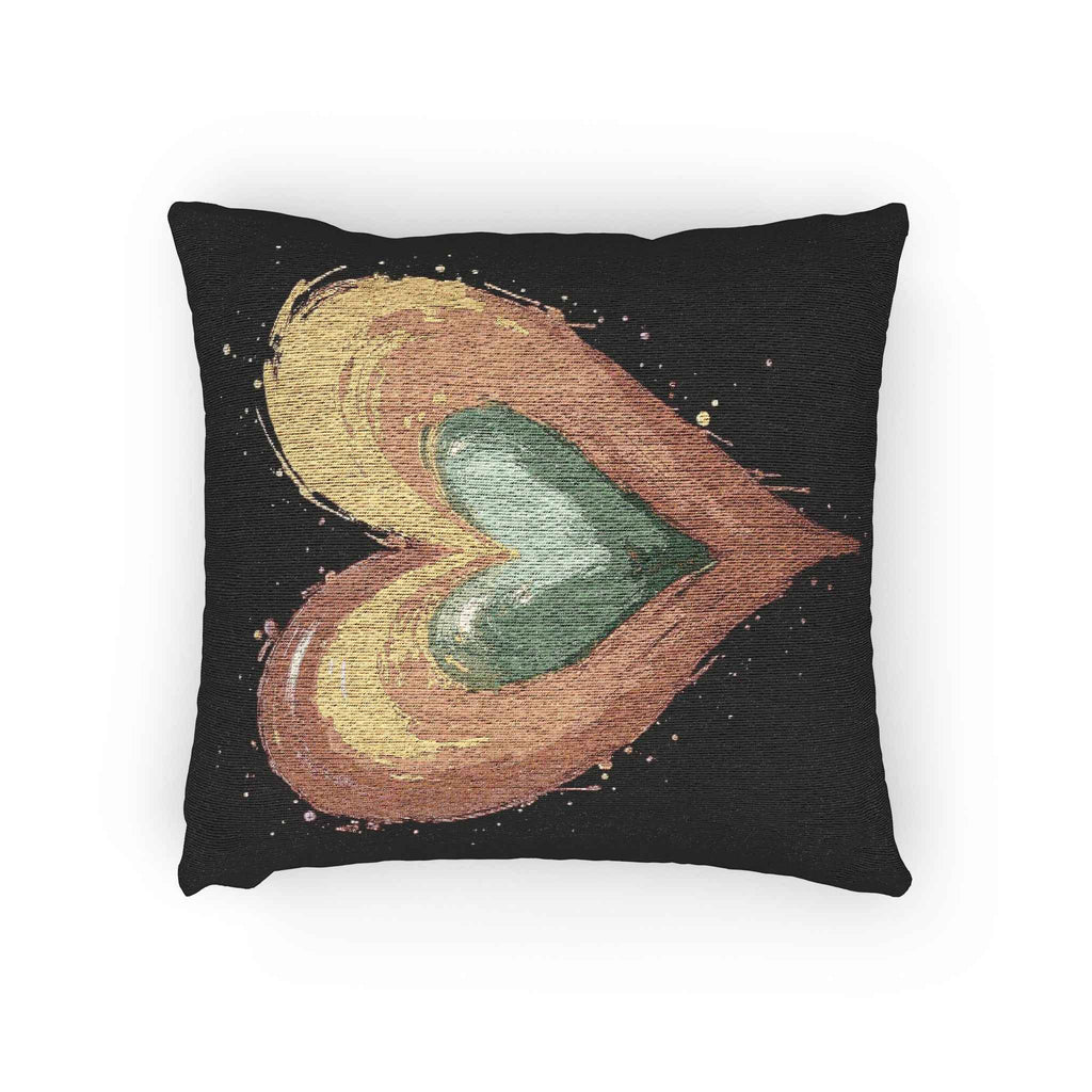 Handpainted Heart Woven Pillow | Boho Heart Decorative Pillow