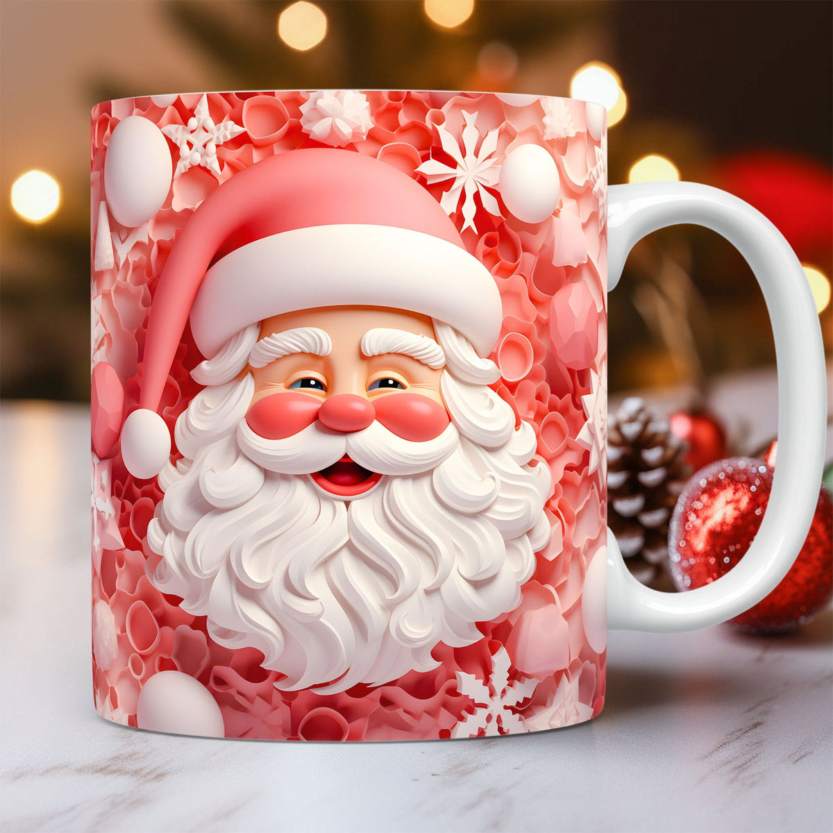 Creative 3D Christmas Ceramic Mug – Santa Claus Design