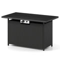 44.5 Inch Propane Fire Pit Table Rattan Gas 2-in-1 with Stainless Steel Burner-Black & Gray