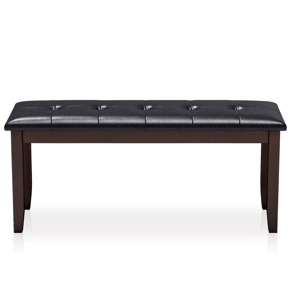 45.5 inches PU Leather Upholstered Bench with Soft Padded Seat and Strong Rubber Wood Legs-Brown