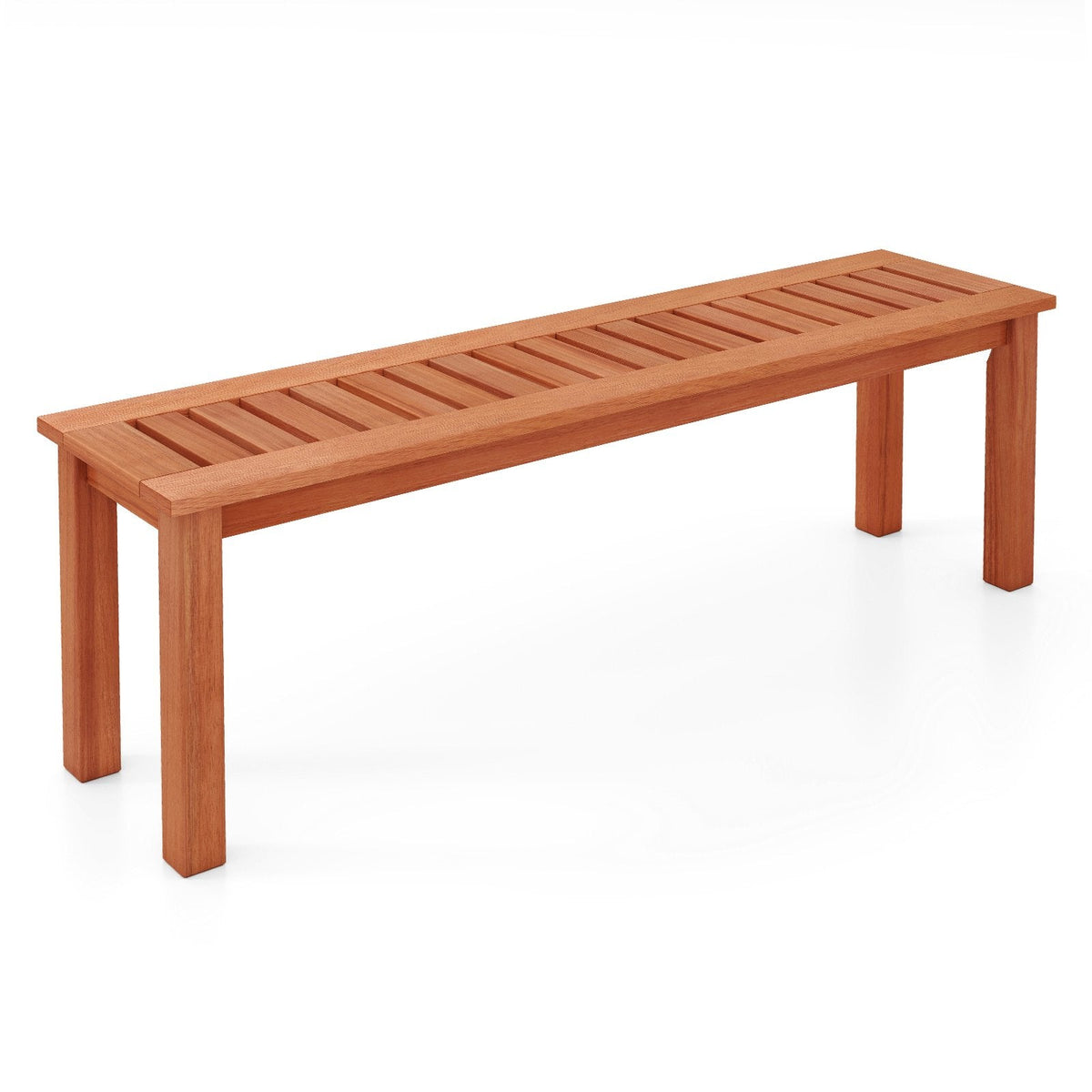 47 Inch Patio Wood Bench with Slatted Seat 2-Person