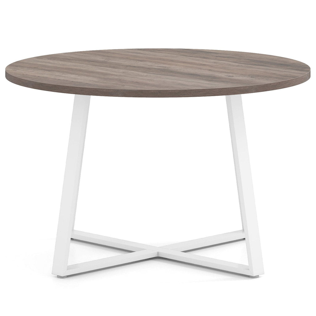 47 Inch Round Dining Table with Stable X-shaped Base and Round Thickened Tabletop-Natural