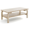47 Inch Rectangular Coffee Table with Open Shelf, Oak Look Finish