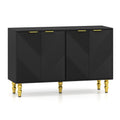 47 inches Sideboard Buffet Cabinet with 4 Chevron Fluted Doors & Anti-Toppling Devices for Kitchen-Black
