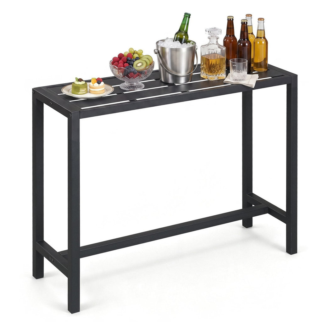 48/55 Inch Outdoor Bar Table with Waterproof Top and Heavy-duty Metal Frame-M