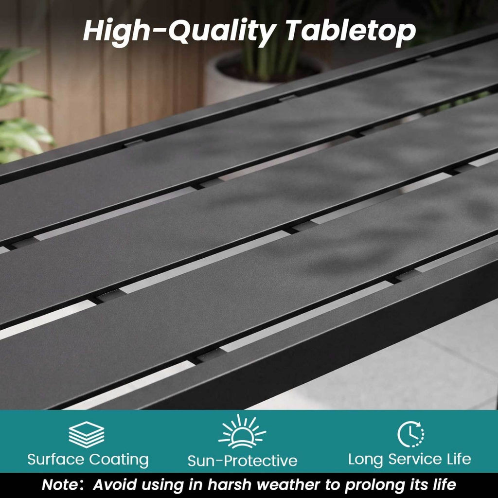 48/55 Inch Outdoor Bar Table with Waterproof Top and Heavy-duty Metal Frame-M