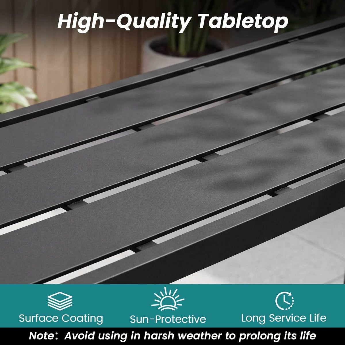 48/55 Inch Outdoor Bar Table with Waterproof Top and Heavy-duty Metal Frame-M