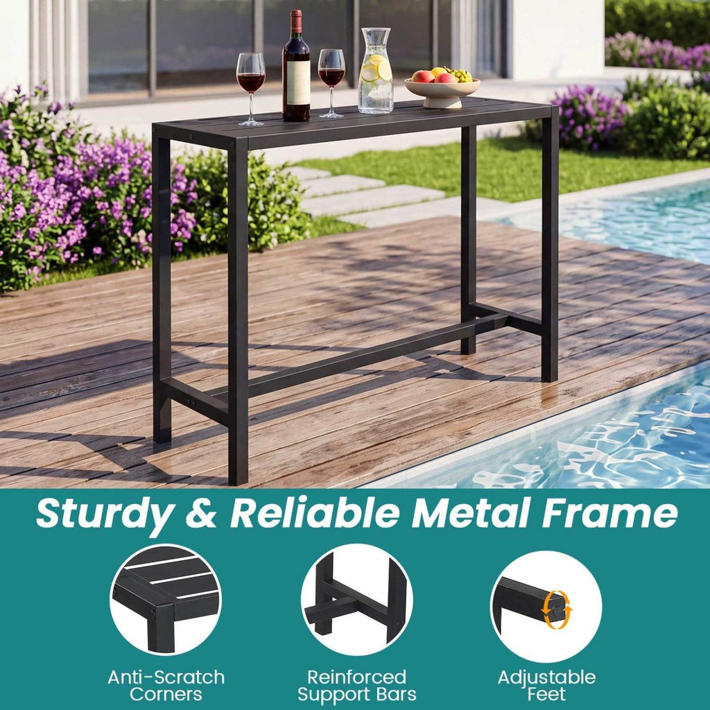 48/55 Inch Outdoor Bar Table with Waterproof Top and Heavy-duty Metal Frame-M