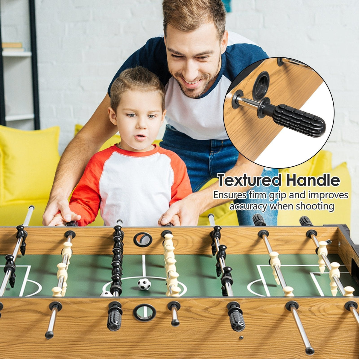 48 Inch Competition Sized Home Recreation Wooden Foosball Table-Brown