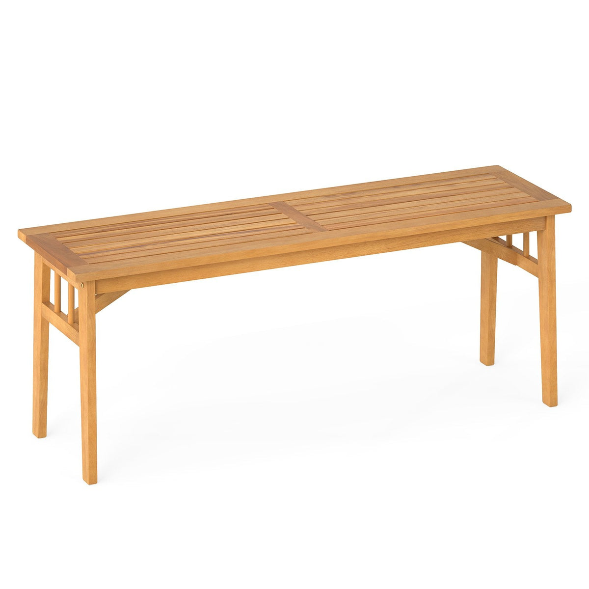 48 Inches Acacia Wood Bench with Breathable Slat Seat and Stable Triangular Structure-1