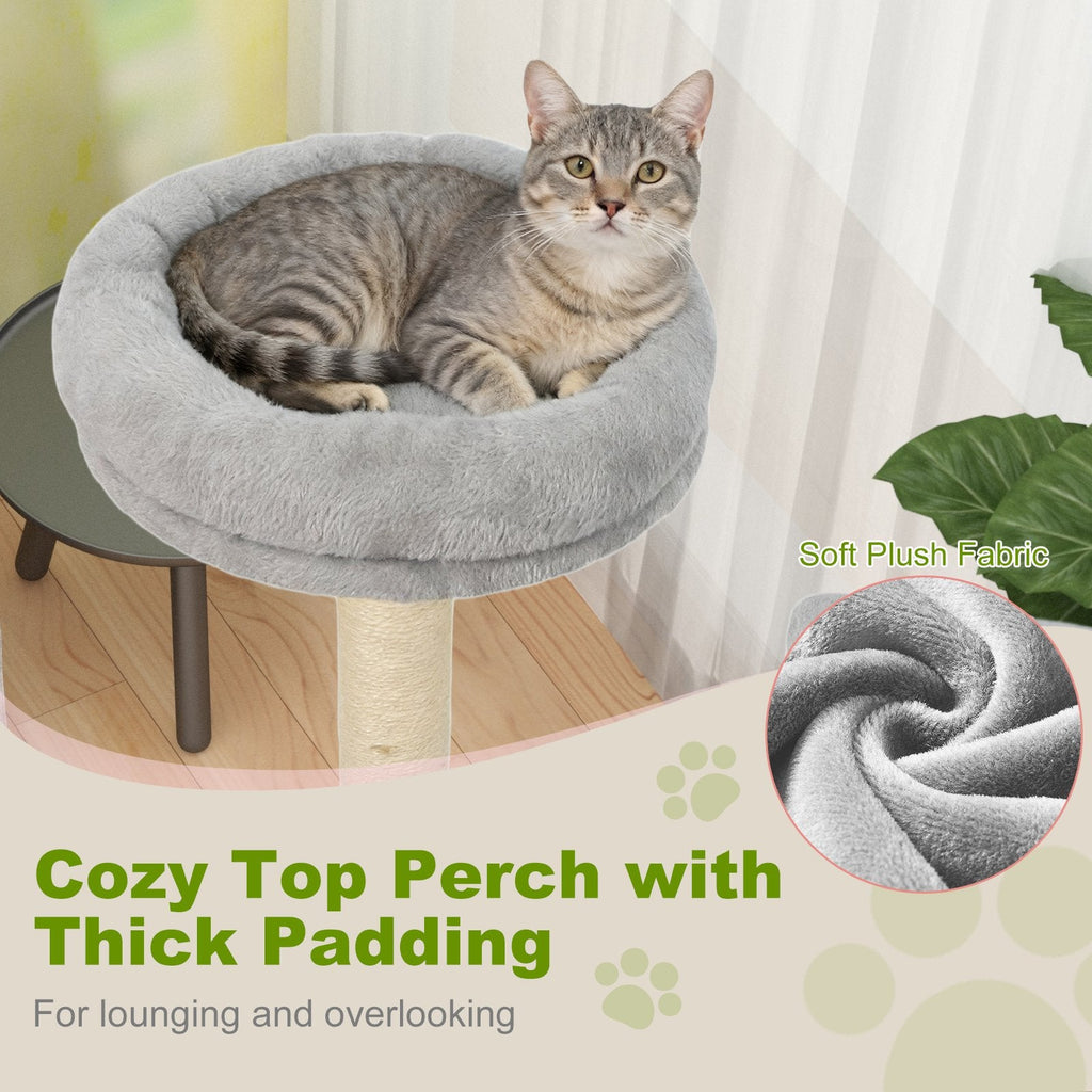 48 Inch Light Gray Cat Tree with Spacious Condo, Tunnel and Three Platforms