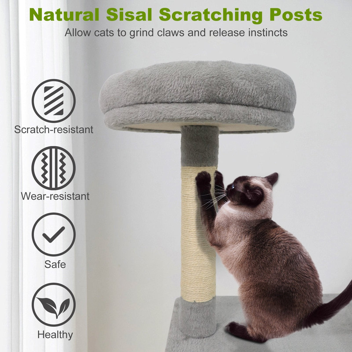 48 Inch Light Gray Cat Tree with Spacious Condo, Tunnel and Three Platforms