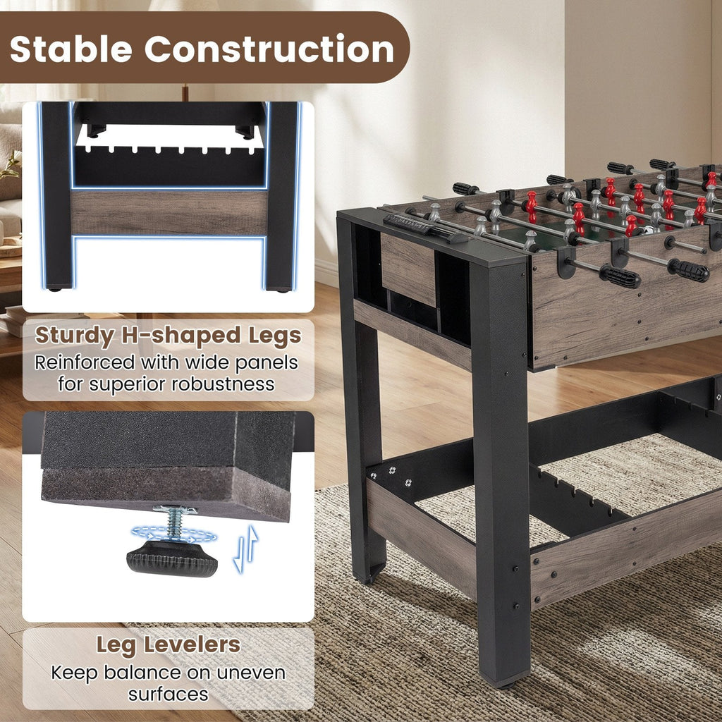 49 inch Combo Game Table with Pool Billiards-Brown