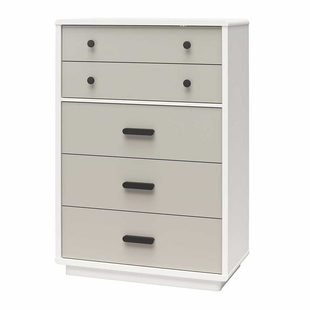 White and Gray 5-Drawer Tall Dresser (United States Delivery Only)