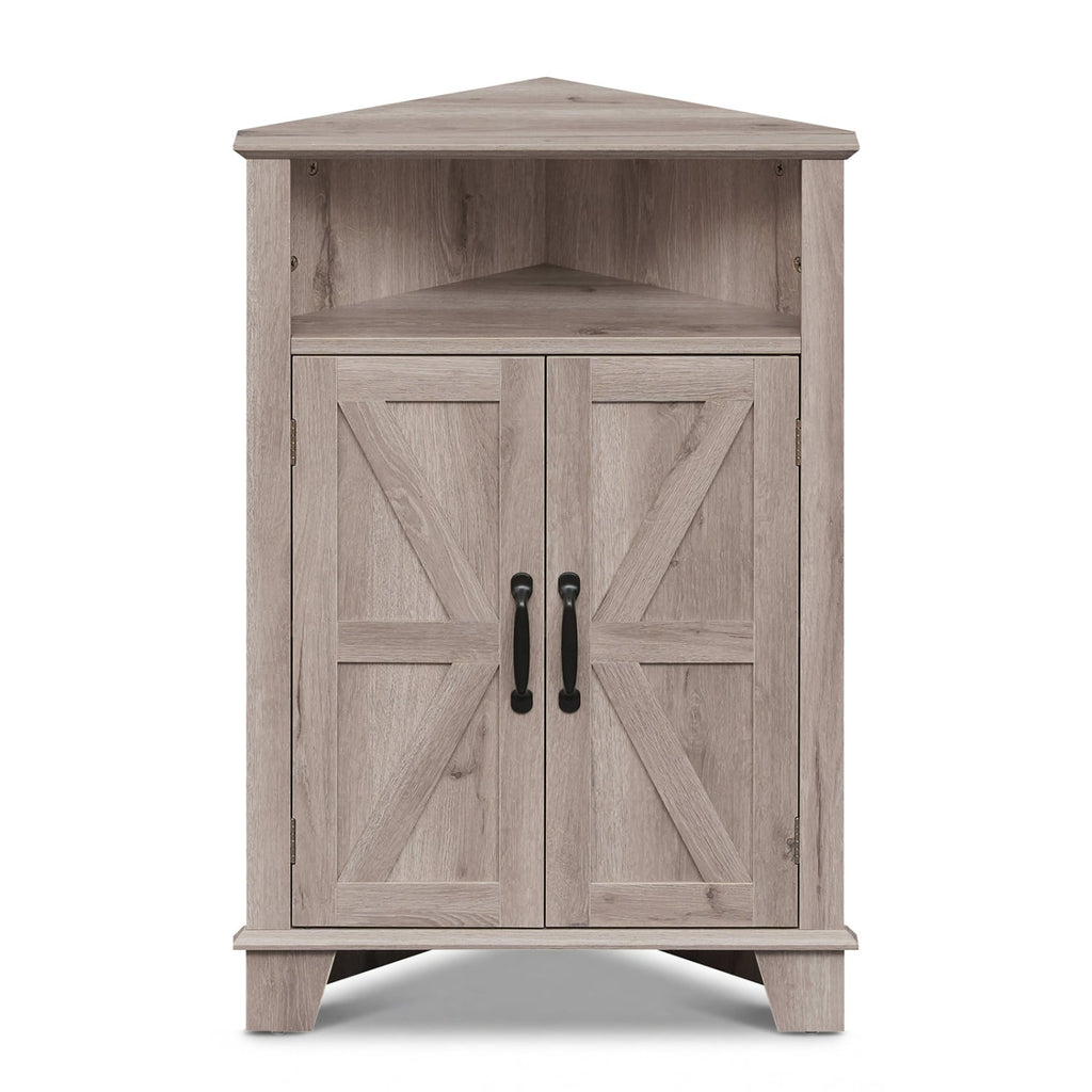 4-Tier Corner Storage Cabinet with Open Shelf-Gray
