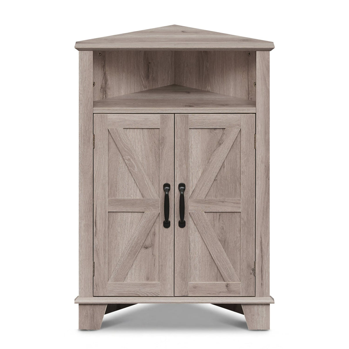 4-Tier Corner Storage Cabinet with Open Shelf-Gray