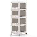 4-Tier Plastic Drawer Storage Organizer Rolling Cart with 3/4/5 Drawers and Lockable Wheels