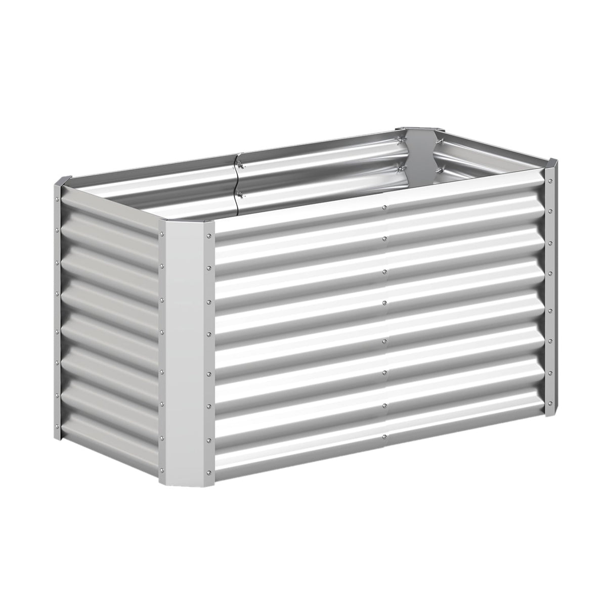 4 x 2 x 2 FT Galvanized Raised Garden Bed Rectangular Galvanized Metal Planter Box-Silver