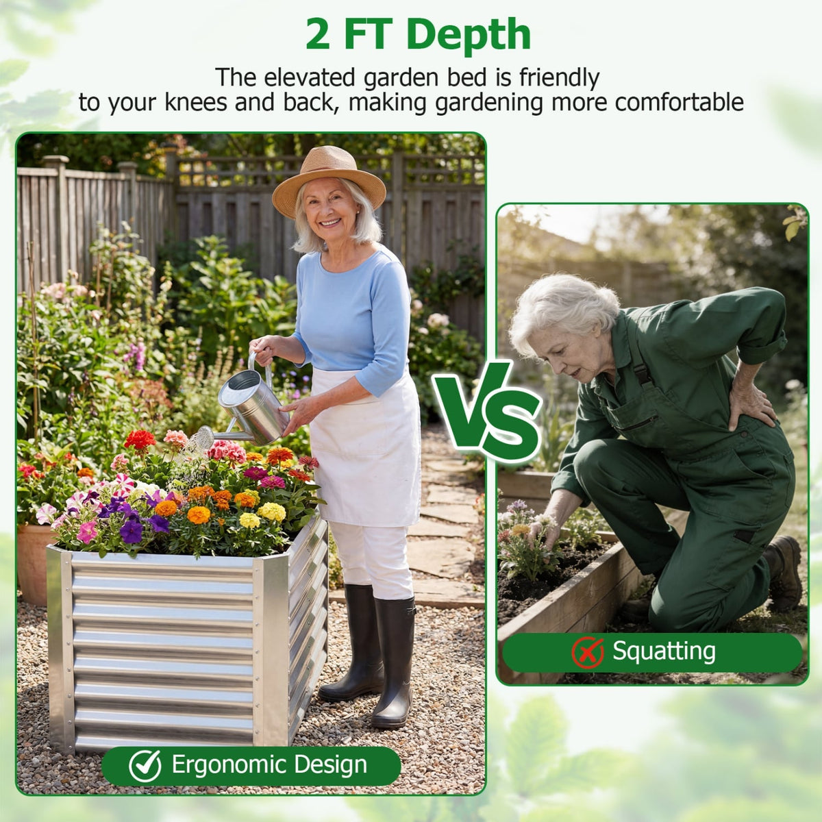 4 x 2 x 2 FT Galvanized Raised Garden Bed Rectangular Galvanized Metal Planter Box-Silver