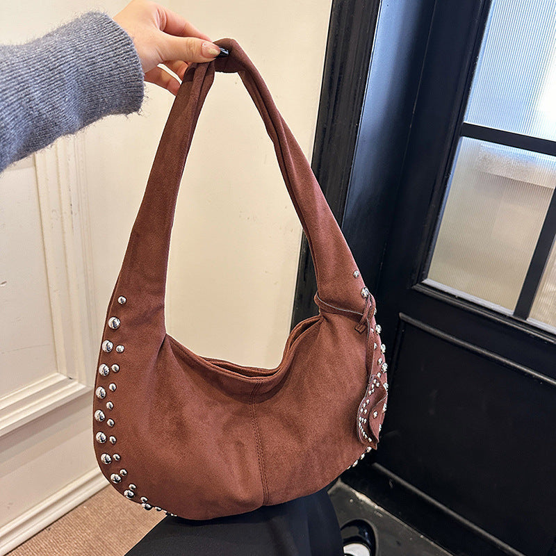 Soft Plush Underarm Tote Bag for Women, Casual Everyday Shoulder Handbag