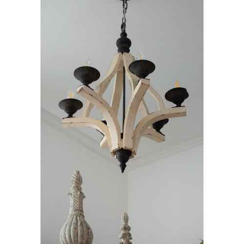 6-Light Wood Chandelier with Adjustable Chain (United States Delivery Only)