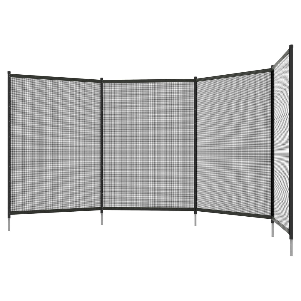4-Panel Swimming Pool Fence, Aluminium Rustproof Pool Fencing, Overall Size 4' x 12', Black