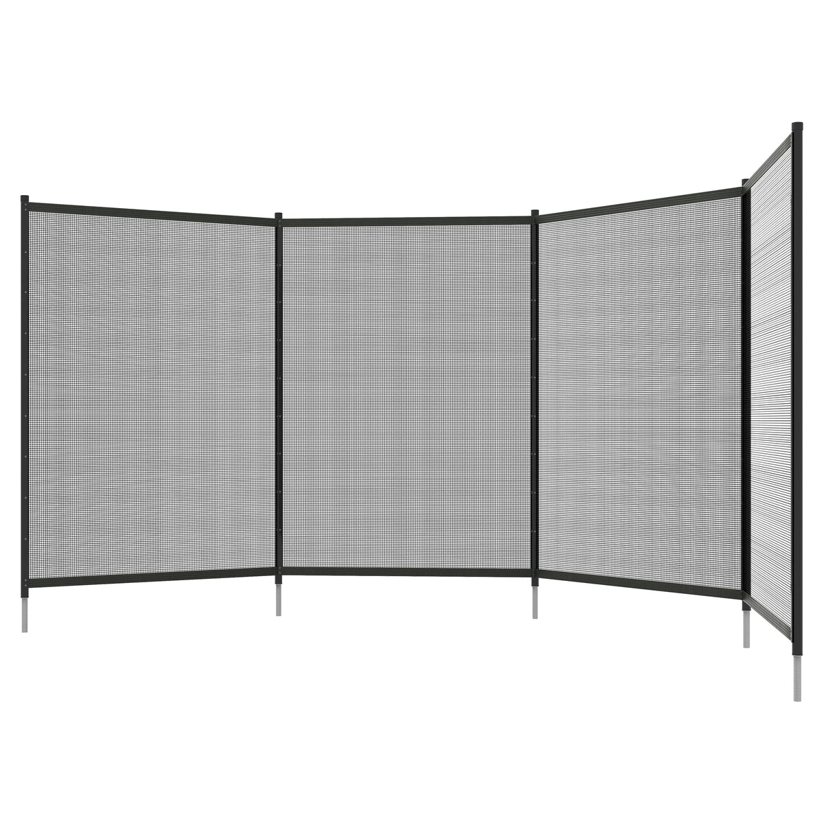 4-Panel Swimming Pool Fence, Aluminium Rustproof Pool Fencing, Overall Size 4' x 12', Black