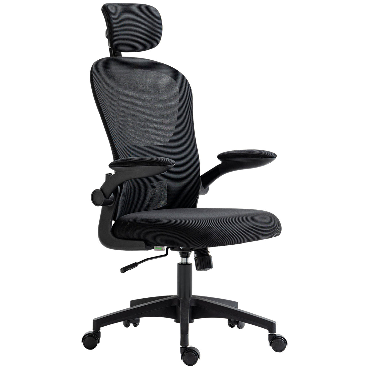 Office Chair, Mesh Computer Desk Chair with Adjustable Headrest, 4D Lumbar Support, Flip-up Arm, Grey