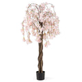 5.5 FT Tall Artificial Cherry Blossom Tree with Pink/White Flowers 1 Pack-White