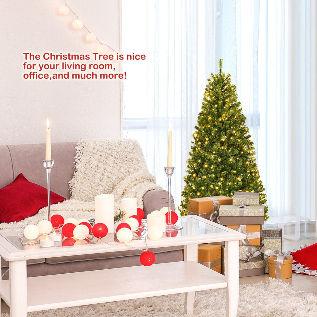 4 FT Pre-Lit Artificial Christmas Tree, Hinged Tabletop Xmas Tree with 11 Light Modes