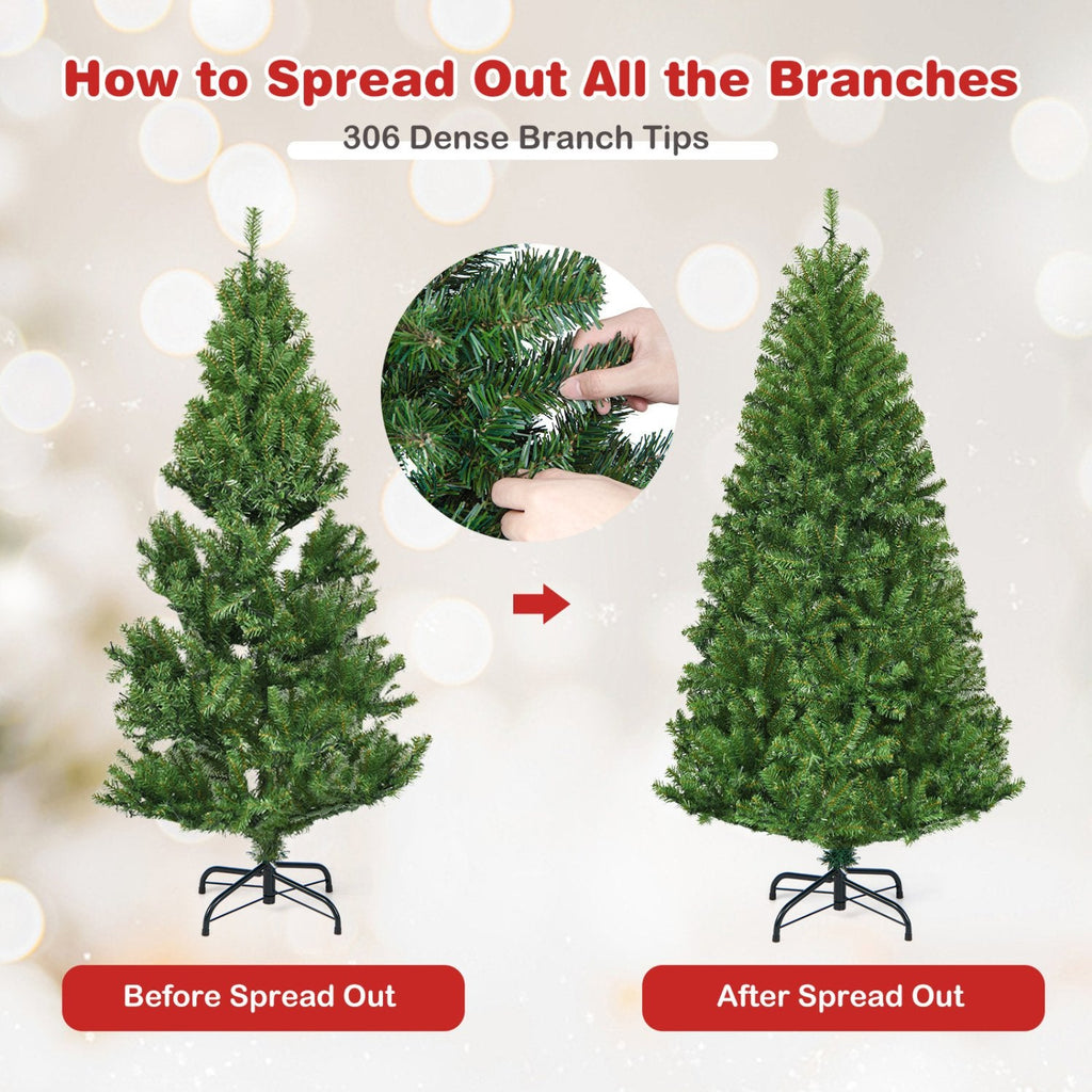 4 FT Pre-Lit Artificial Christmas Tree, Hinged Tabletop Xmas Tree with 11 Light Modes