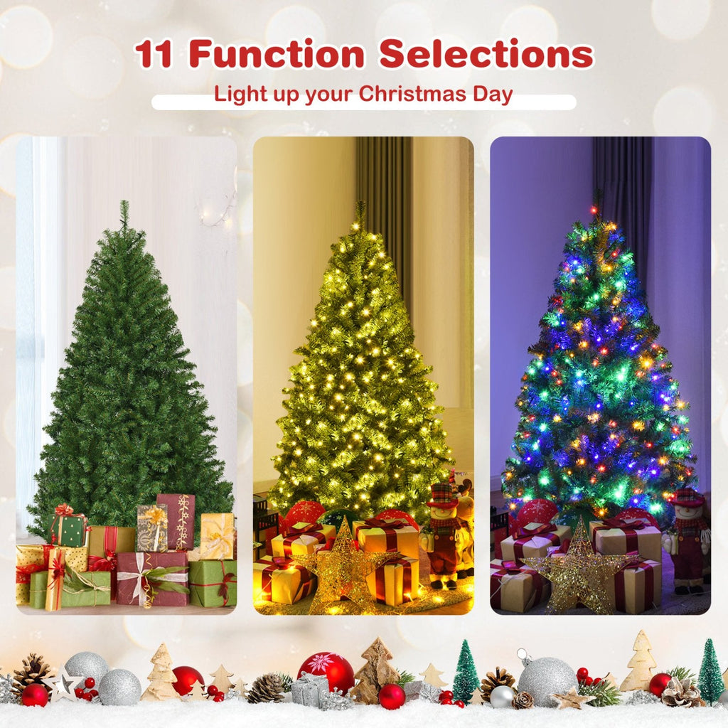 4 FT Pre-Lit Artificial Christmas Tree, Hinged Tabletop Xmas Tree with 11 Light Modes
