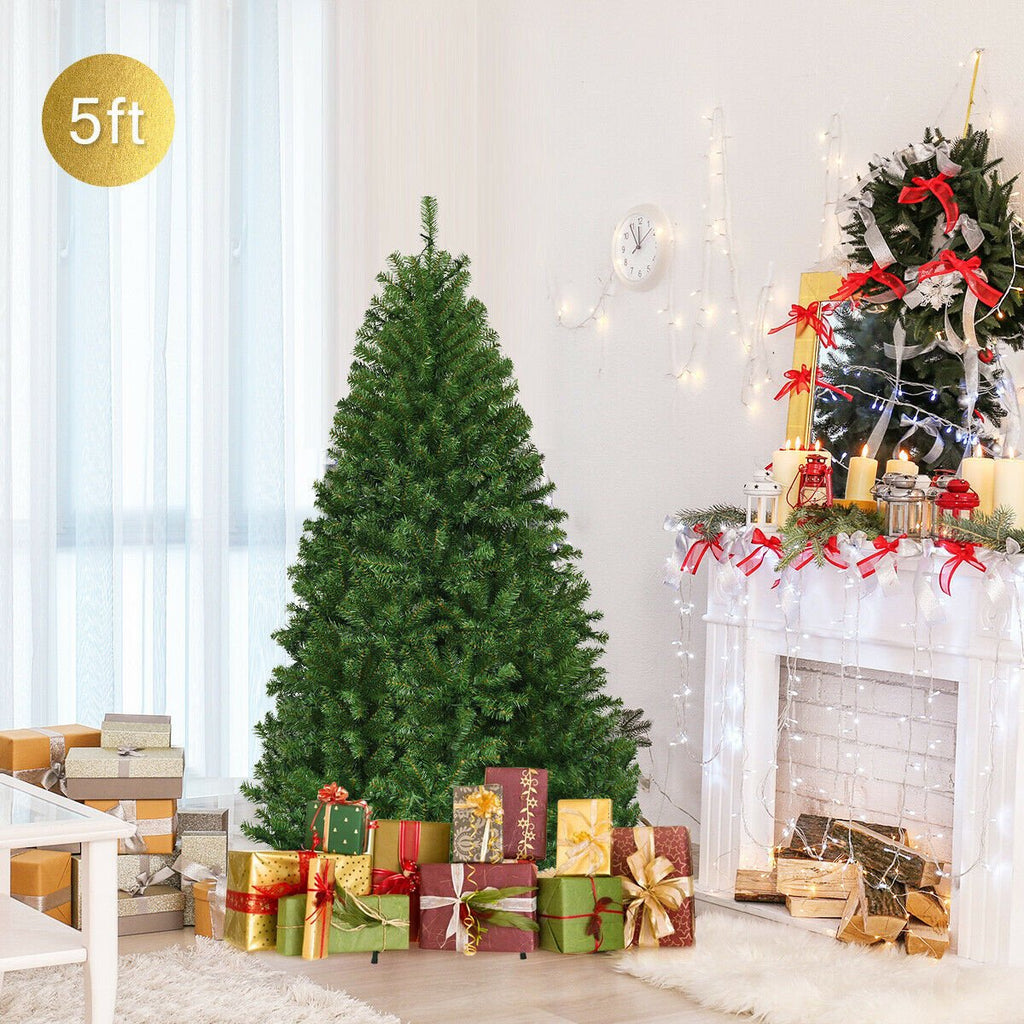 5 FT Pre-Lit Artificial Christmas Tree, Hinged, 600 Tips, 150 LEDs and 11 Light Modes