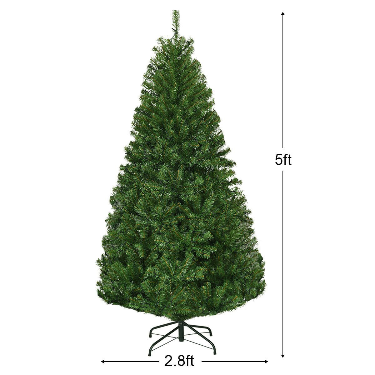 5 FT Pre-Lit Artificial Christmas Tree, Hinged, 600 Tips, 150 LEDs and 11 Light Modes