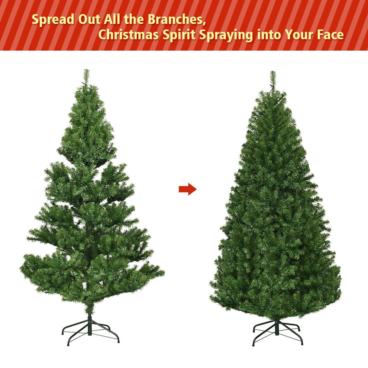 5 FT Pre-Lit Artificial Christmas Tree, Hinged, 600 Tips, 150 LEDs and 11 Light Modes