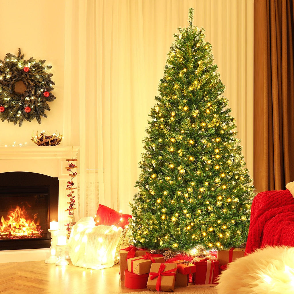 6 FT Pre-Lit Artificial Christmas Tree, Hinged, Over 1000 Tips and 330 LEDs with 11 Modes