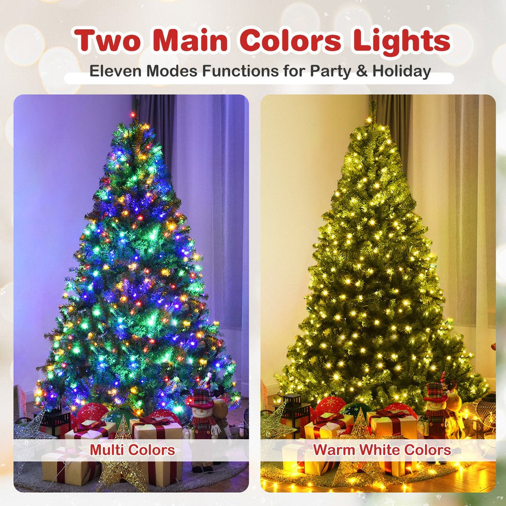 6 FT Pre-Lit Artificial Christmas Tree, Hinged, Over 1000 Tips and 330 LEDs with 11 Modes